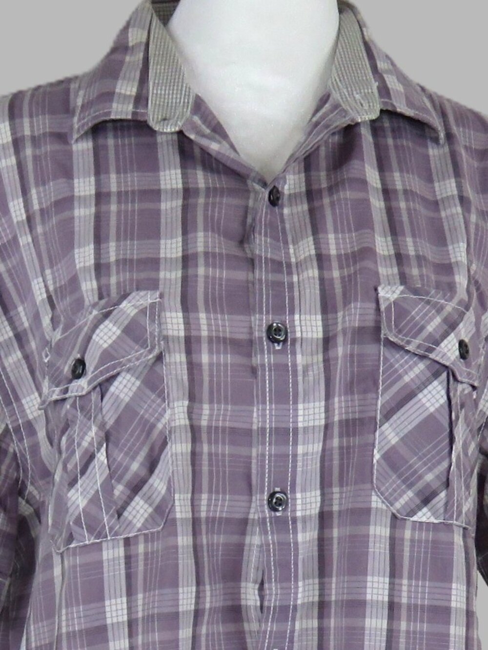 Axist Men's Blue & White Plaid Short-Sleeve Button-Up Shirt Size M (C1990)